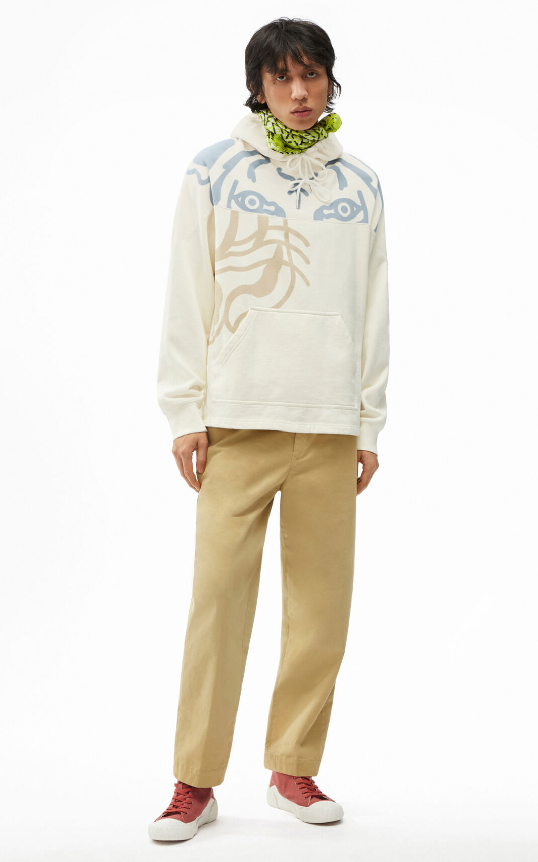 Sweat A Capuche Kenzo K Tiger Homme Blanche | ZHUI-86543